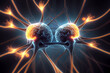 Illustration of Neurons firing in brain. generative AI