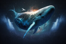 A Blue Whale Gliding Through Space.
