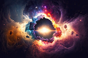 Wall Mural - explosion of the universe and powerful bright energy of the universe, generative ai