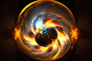 Wall Mural - image of planet in cosmos depicting energy of the universe and cosmic forces, generative ai