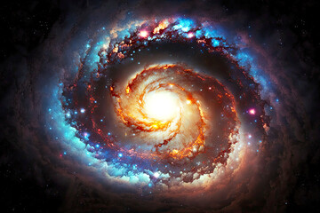 Wall Mural - huge burning galaxy with bright stars and energy of the universe, generative ai