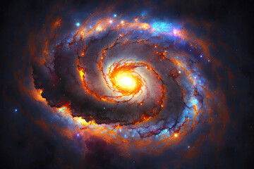 Wall Mural - huge burning galaxy with bright stars and energy of the universe, generative ai