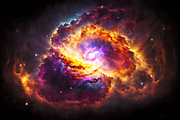 Wall Mural - huge burning galaxy with bright stars and energy of the universe, generative ai