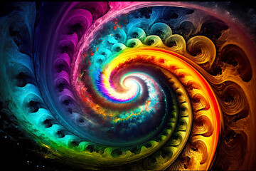 Wall Mural - rainbow energy of the universe flowing in spiral pattern, generative ai