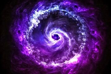 Wall Mural - abstract round cosmic galaxy in purple color energy of the universe, generative ai
