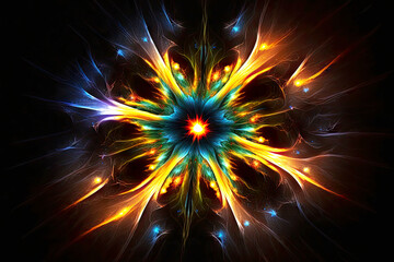 Wall Mural - energy of the universe in form of burning multicolored star, generative ai