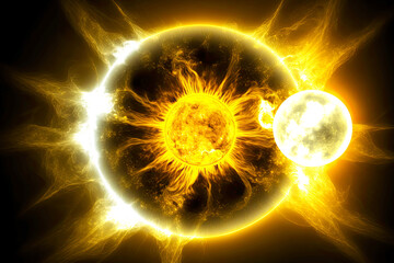 Wall Mural - energy of the universe represented in image of light and yellow sun, generative ai