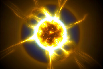Wall Mural - energy of the universe represented in image of light and yellow sun, generative ai