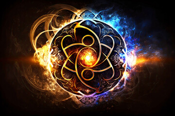 Wall Mural - abstract symbol of defense against cosmic evil and mystical circle energy of the universe, generativ