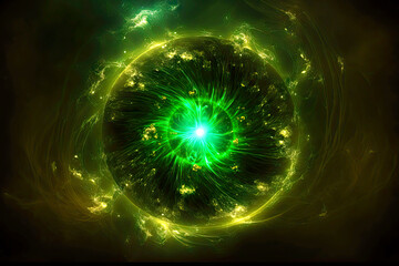Wall Mural - green symbolic image of cosmos as energy and energy of the universe, generative ai