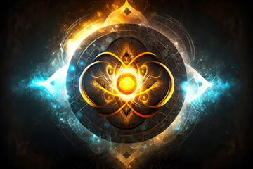 Wall Mural - abstract symbol of defense against cosmic evil and mystical circle energy of the universe, generativ