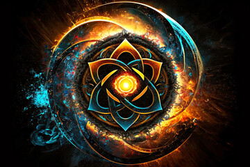 Wall Mural - abstract symbol of defense against cosmic evil and mystical circle energy of the universe, generativ