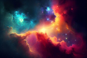 Wall Mural - deep space abstract colorful background with galaxy, stars and cosmic gas nebula type. generative ai
