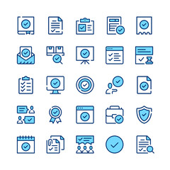Poster - Check mark line icons. Set of check mark icons. Blue color. Vector line icons set