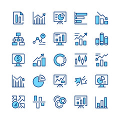 Aufkleber - Infographics line icons. Set of infographic icons. Blue color. Vector line icons set