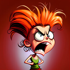 Wall Mural - Angry cartoon girl character