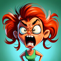 Wall Mural - Angry cartoon girl character