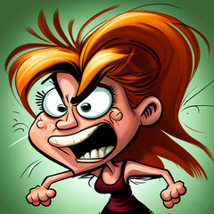 Wall Mural - Angry cartoon girl character