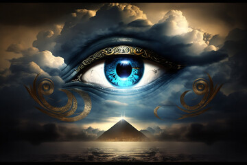Wall Mural - eye of horus, pyramids of egypt, eye of all, using ai