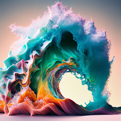 Poster - Multicolored crushing waves of acid generative ai