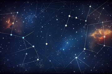 Space and galaxy astrology or astronomy background with star constellations. 