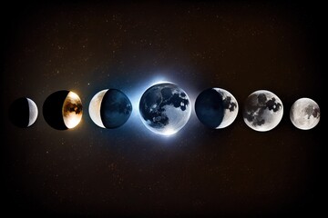 Wall Mural - moon phases on dark space and galaxy astrology or astronomy background. magic and witch concept.