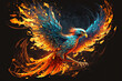 mythical bird soaring in flames phoenix firebird, generative ai