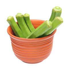 Canvas Print - Okras on a brown bowl