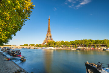 Poster - Riverside view of Eiffel Tower in Paris. France