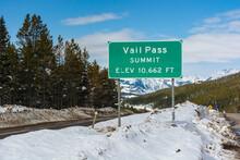 Vail Pass Interstate 70 Sign In The Colorado Rocky Mountains