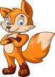 Cute fox cartoon on white background