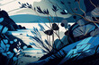 © Mike Schiano - Abstract blue coastal nature landscape illustration, coastal decor, advertising vector