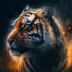 Sticker - fiery tiger with Generative AI