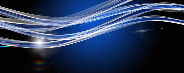 Poster - Futuristic wave panorama background design with lights