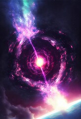 Wall Mural - outer space portal nebula with generative ai