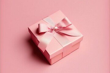 Wall Mural - Valentine's Day, pink gift box with Generative AI