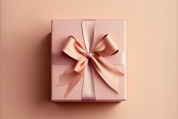 Wall Mural - Valentine's Day, pink gift box with Generative AI