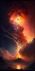 Wall Mural - fire from celestial clouds with generative ai