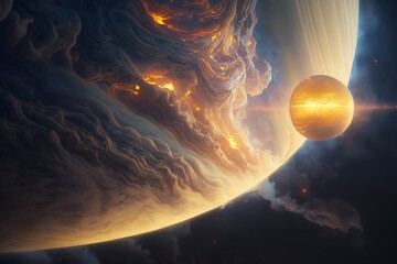 Wall Mural -  Star from a gas giant atmosphere with Generative AI