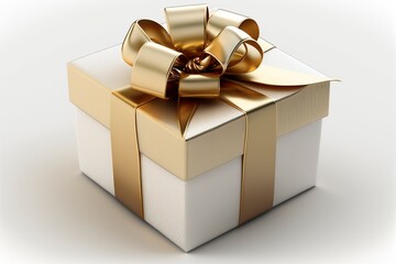 Wall Mural - beautiful golden gift box with generative ai
