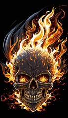 Wall Mural - burning skull with Generative AI