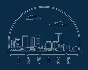 Wall Mural - Irvine - Cityscape with white abstract line corner curve modern style on dark blue background, building skyline city vector illustration design