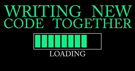 Aufkleber - Writing New Code Together text with Loading, Downloading, Uploading Bar Indicator. Download, Upload on computer screen.