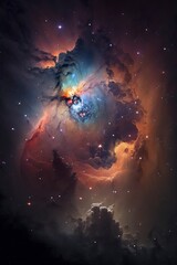 Wall Mural - colourful nebula full of stars with Generative AI