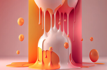 Abstract background, pink and orange drips