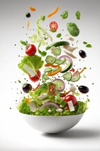 Fresh Salad Bowl Vegetables And Lettuce, Vegetarian, Diet Eat Health, Salada Fresca Orgânica E Lavada GENERATIVE AI