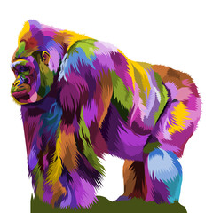 Wall Mural - colorful gorilla on pop art style. vector illustration.