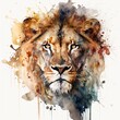 watercolor lion face with Generative AI