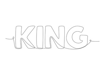 Fototapete - One continuous line of King word. Thin Line Illustration vector concept. Contour Drawing Creative ideas.