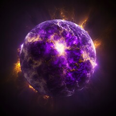 Wall Mural - purple sun planet with generative ai